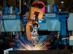 robotic welding arm with spark